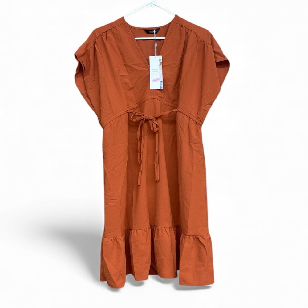 Rust Orange Short Sleeve Dress